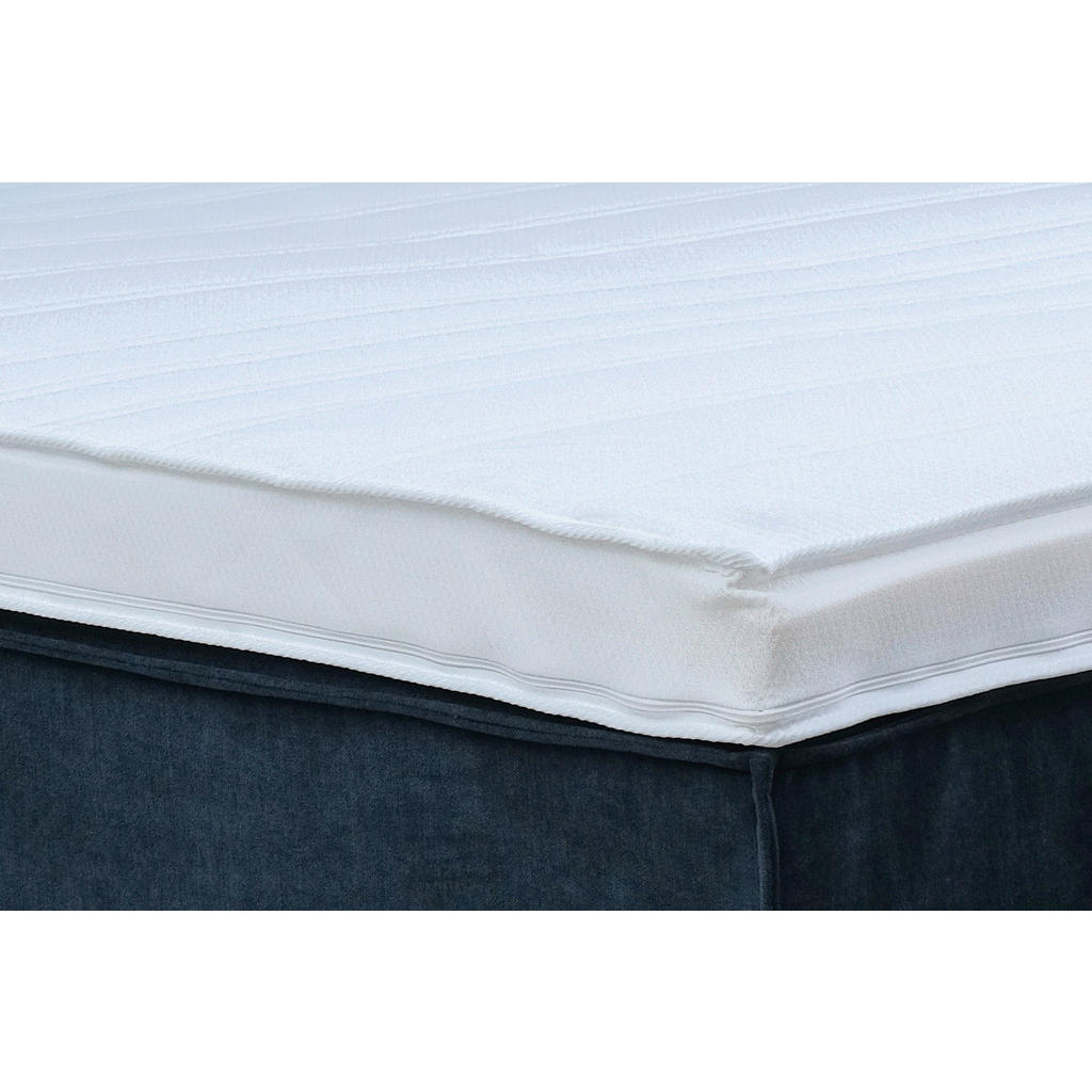 Thumbnail - Boxxx Boxspringbett, Dunkelblau, Textil, H3, 5-Zonen, Höhe ca. 20 cm, 180x200 cm, Fsc, gepolstertes Kopfteil, Topper dur...