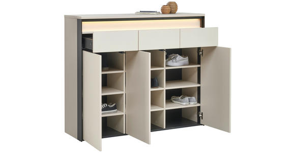 SCHUHSCHRANK  in 130/106/38 cm  - Kaschmir/Schwarz, KONVENTIONELL, Holzwerkstoff (130/106/38cm) - Voleo