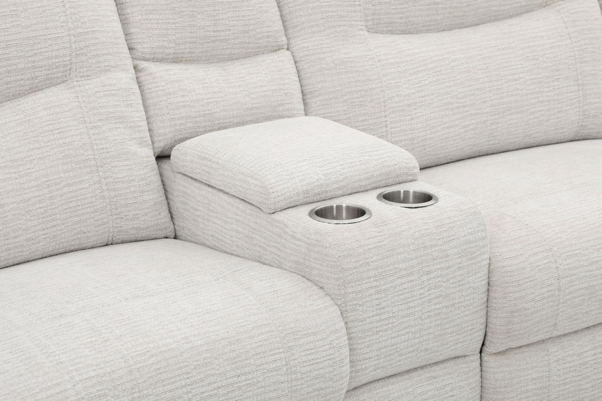 ECKSOFA Weiß Leinenoptik  - Schwarz/Weiß, KONVENTIONELL, Holz/Kunststoff (286/101/338cm) - Livetastic