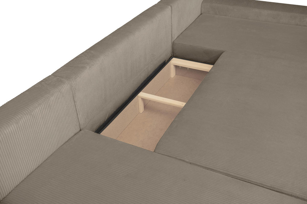 WOHNLANDSCHAFT Taupe Cord  - Taupe/Schwarz, KONVENTIONELL, Textil/Metall (191/351/191cm) - Carryhome