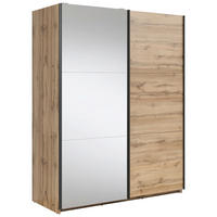 SCHWEBETÜRENSCHRANK  in Klar, Eiche Wotan  - Klar/Anthrazit, MODERN, Glas/Holzwerkstoff (153,5/195,5/60cm) - MID.YOU