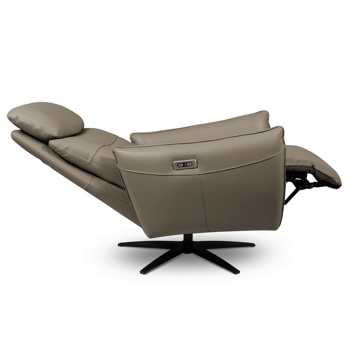 RELAXSESSEL in Leder Taupe  - Taupe/Schwarz, Design, Leder/Metall (77/107/88cm) - Livetastic
