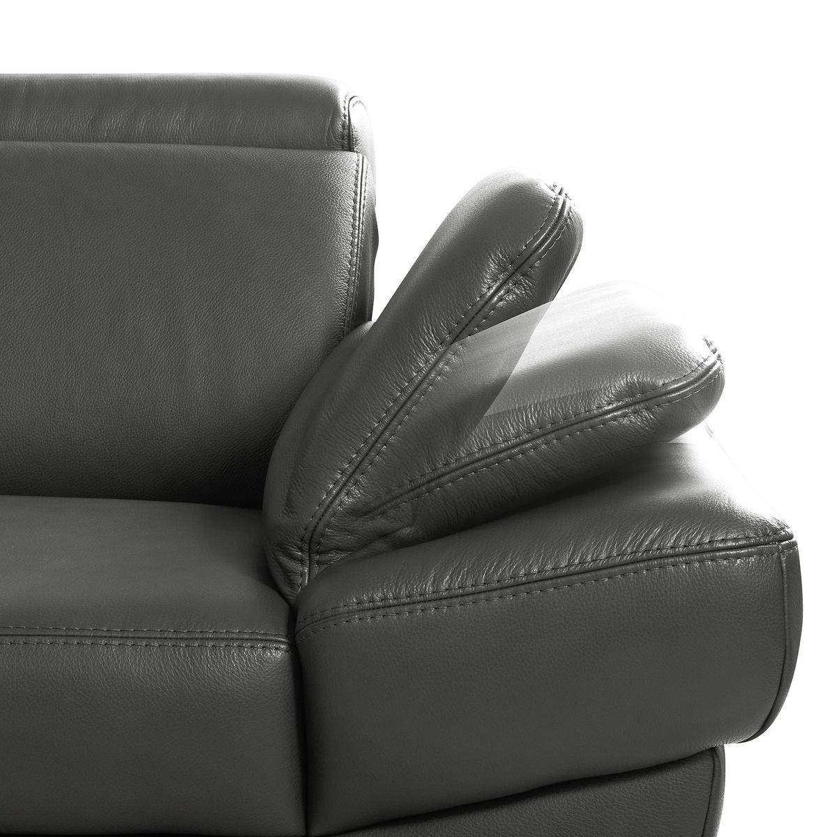 ECKSOFA  in Lederlook Echtleder Anthrazit  - Anthrazit/Schwarz, Design, Leder/Textil (211/264cm) - Livetastic