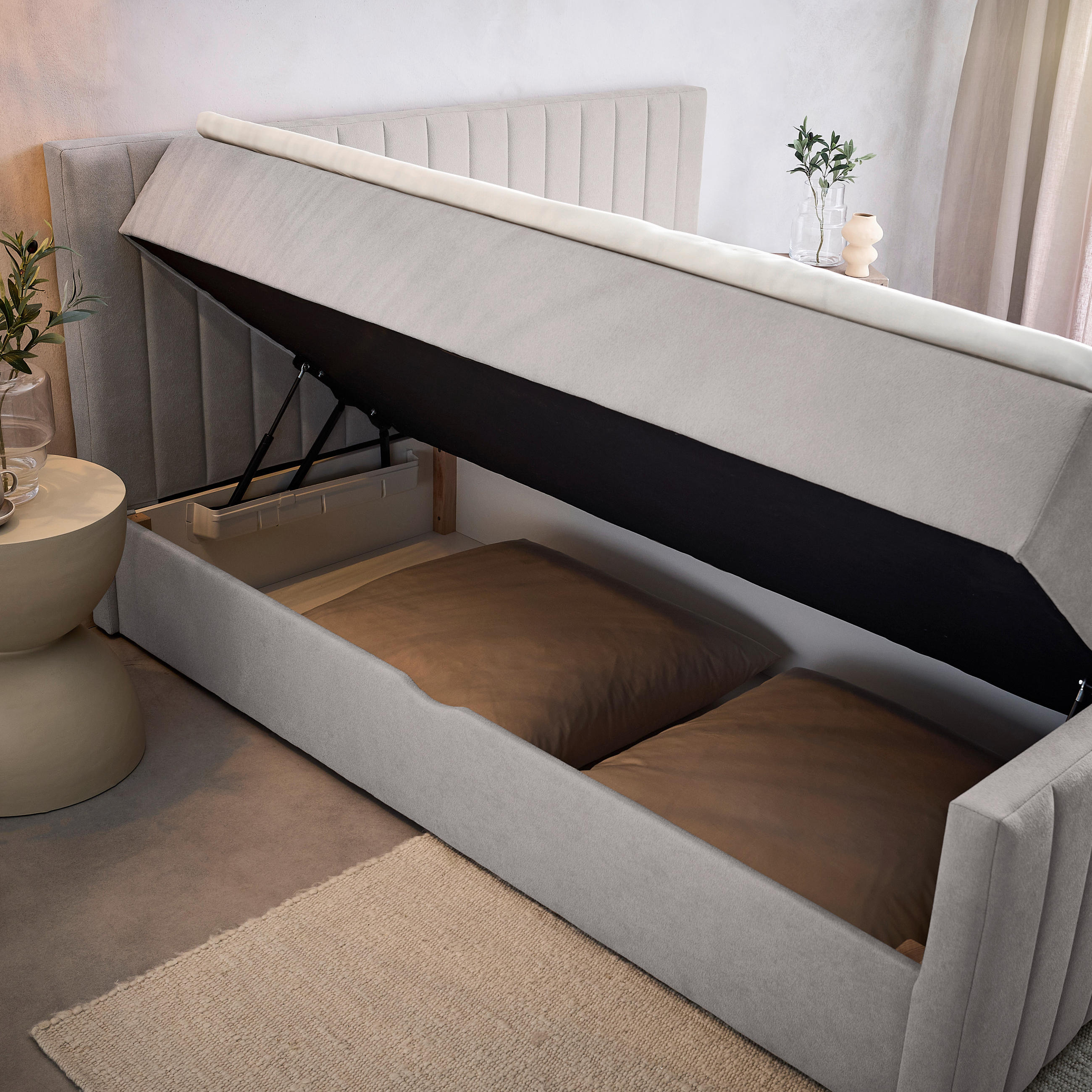BOXBETT 180/200 cm  in Hellgrau  - Hellgrau/Schwarz, KONVENTIONELL, Kunststoff/Textil (180/200cm) - Boxxx