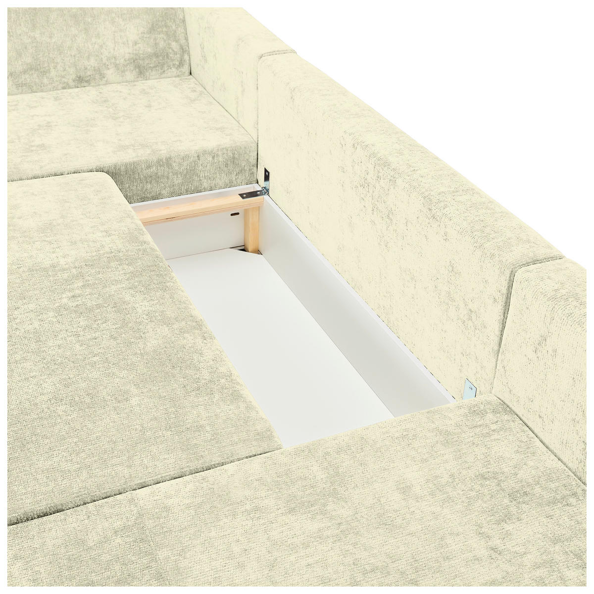 WOHNLANDSCHAFT Creme Chenille  - Creme/Schwarz, KONVENTIONELL, Kunststoff/Textil (183/311/140cm) - Ti'me