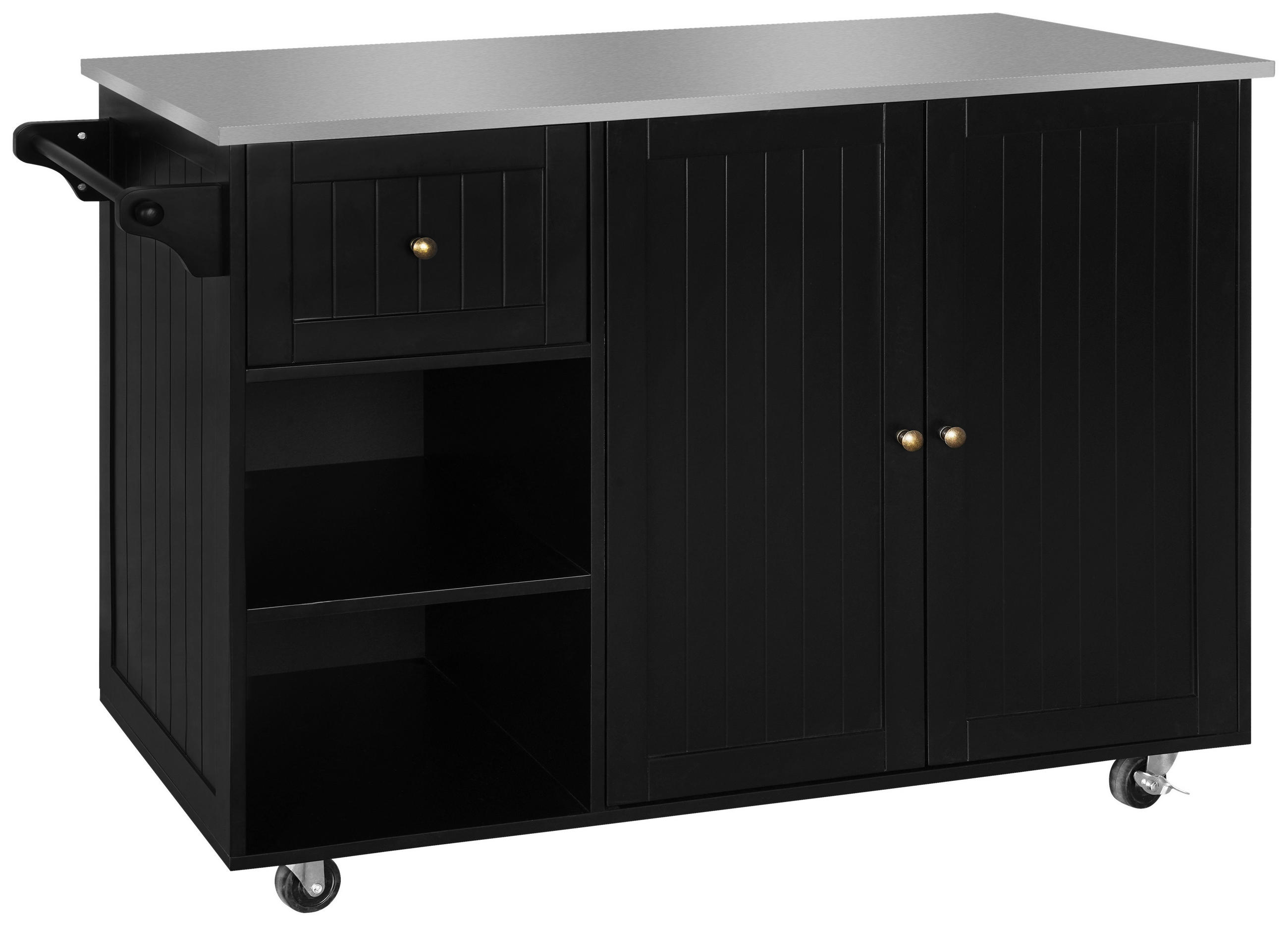 KÜCHENINSEL   in Schwarz, Edelstahlfarben  - Edelstahlfarben/Messingfarben, Basics, Holzwerkstoff/Metall (116/89/49,5cm) - MID.YOU