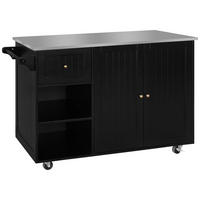 KÜCHENINSEL   in Schwarz, Edelstahlfarben  - Edelstahlfarben/Messingfarben, Basics, Holzwerkstoff/Metall (116/89/49,5cm) - MID.YOU