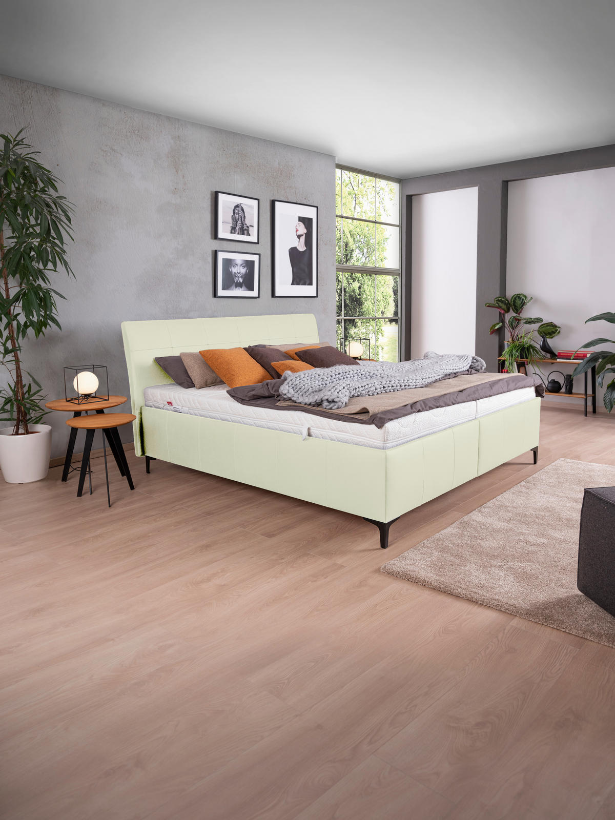 POLSTERBETT gepolstertes Kopfteil, Bettkasten, Lattenroste, Matratzen Creme 180/200 cm  - Creme/Schwarz, KONVENTIONELL, Leder/Holz (180/200cm) - Ada Austria