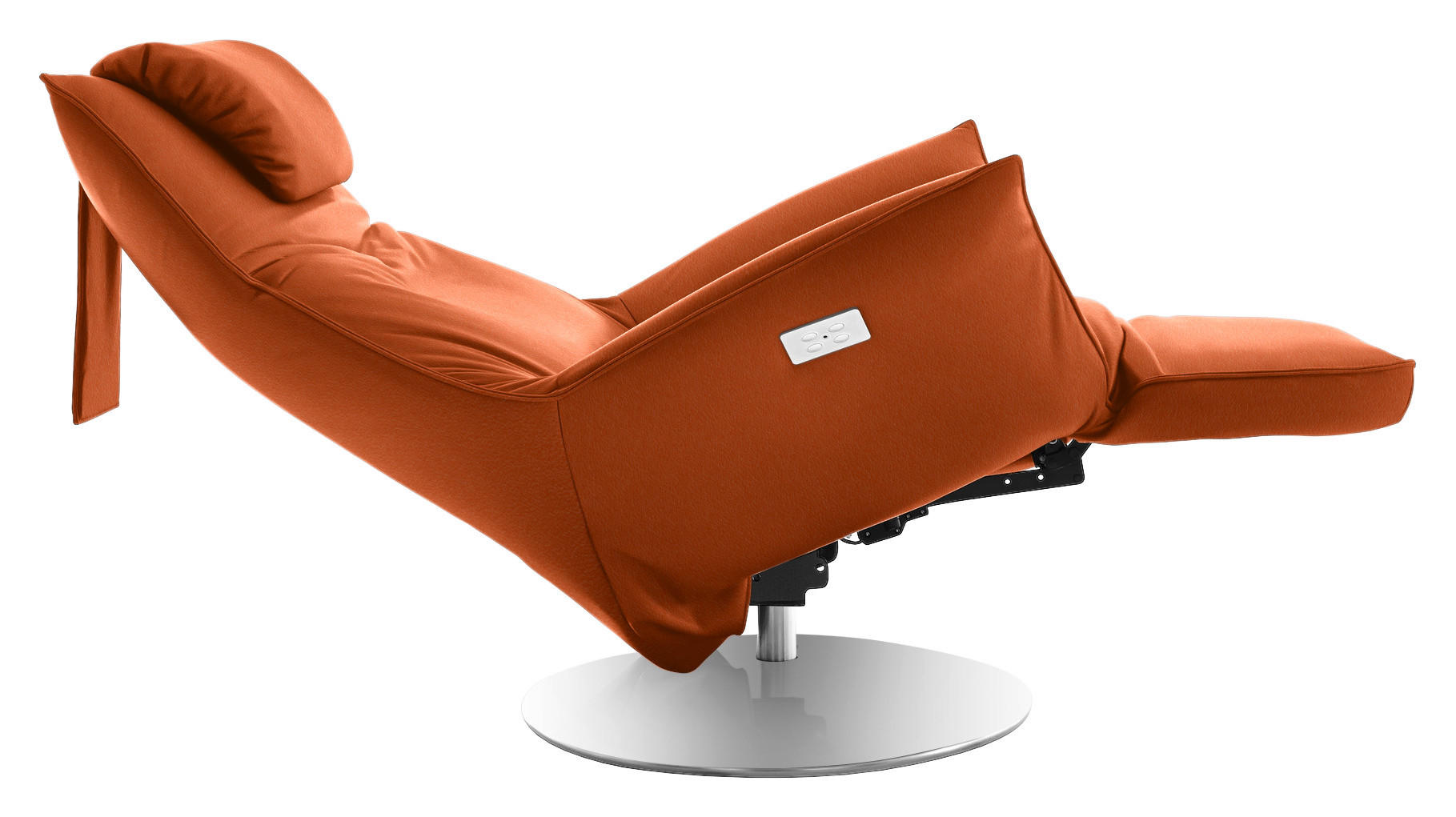 RELAXSESSEL in Leder Orange  - Edelstahlfarben/Orange, Design, Leder/Metall (92/79/90cm) - Koinor