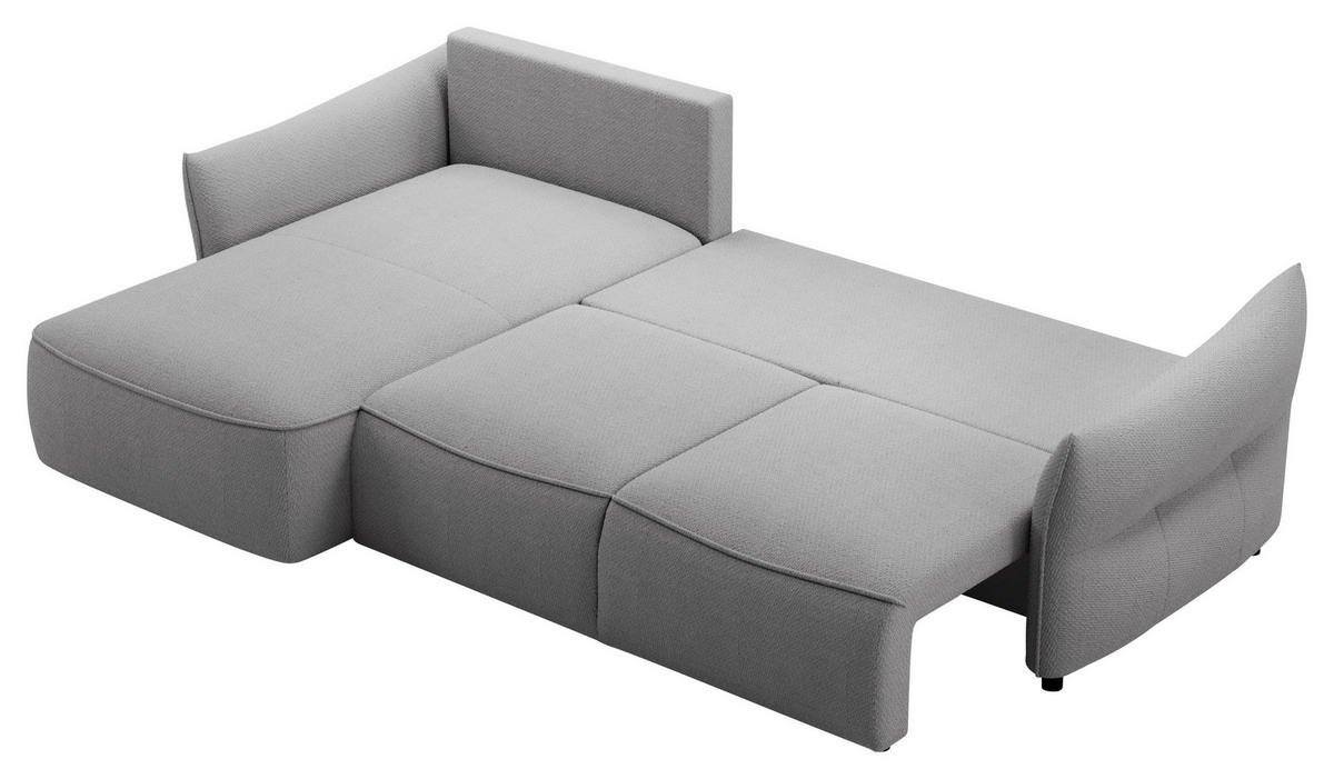 ECKSOFA Grau Webstoff Rückenkissen, Bettkasten, Schlaffunktion, Rücken echt, Liegefläche im Originalstoff  - Schwarz/Grau, KONVENTIONELL, Kunststoff/Textil (179/306cm) - Milino