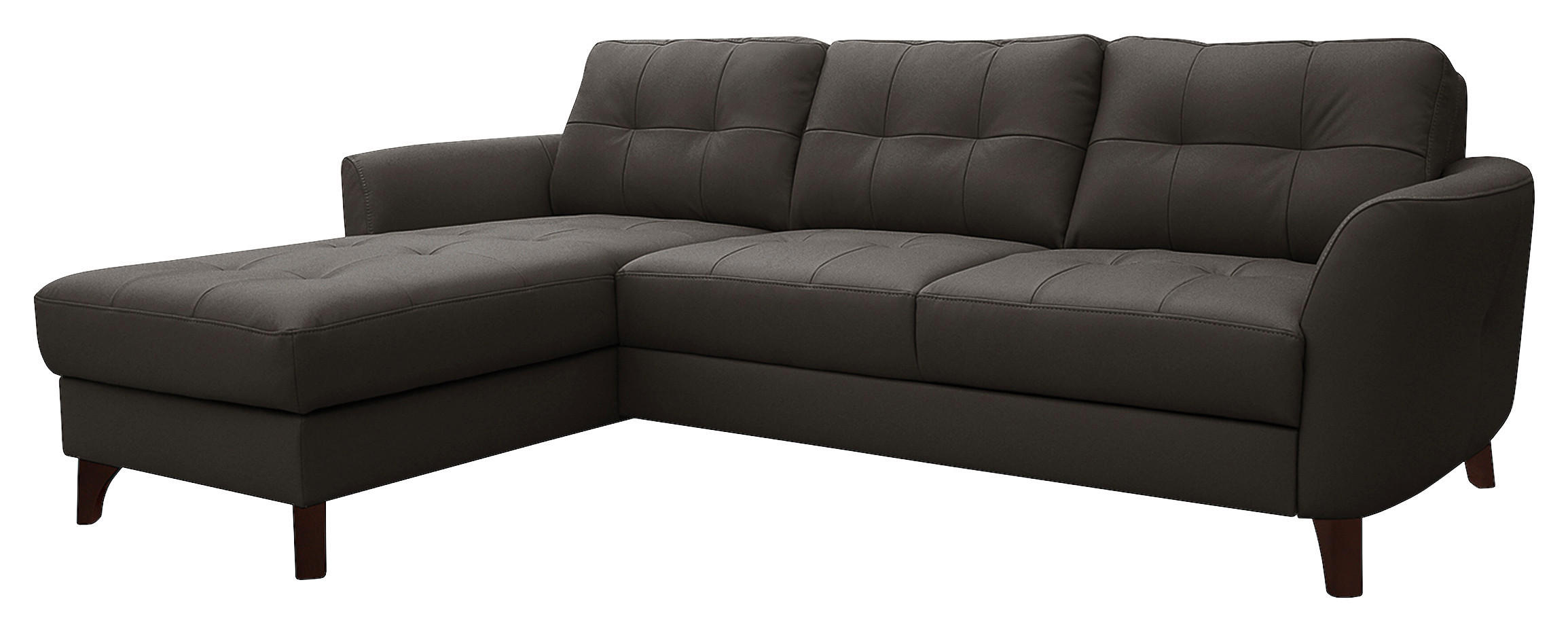 ECKSOFA Dunkelbraun Echtleder Lederlook Bettkasten, Schlaffunktion, Rücken echt  - Dunkelbraun/Buchefarben, Design, Leder/Holz (168/238cm) - Livetastic
