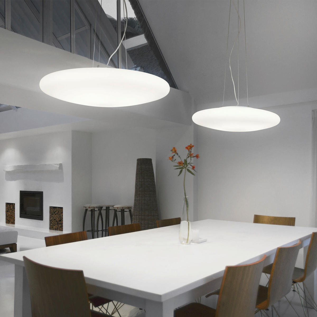 HÄNGELEUCHTE 50/39,5-214,5 cm  - Weiß, Basics, Glas (50/39,5-214,5cm) - Ideal Lux