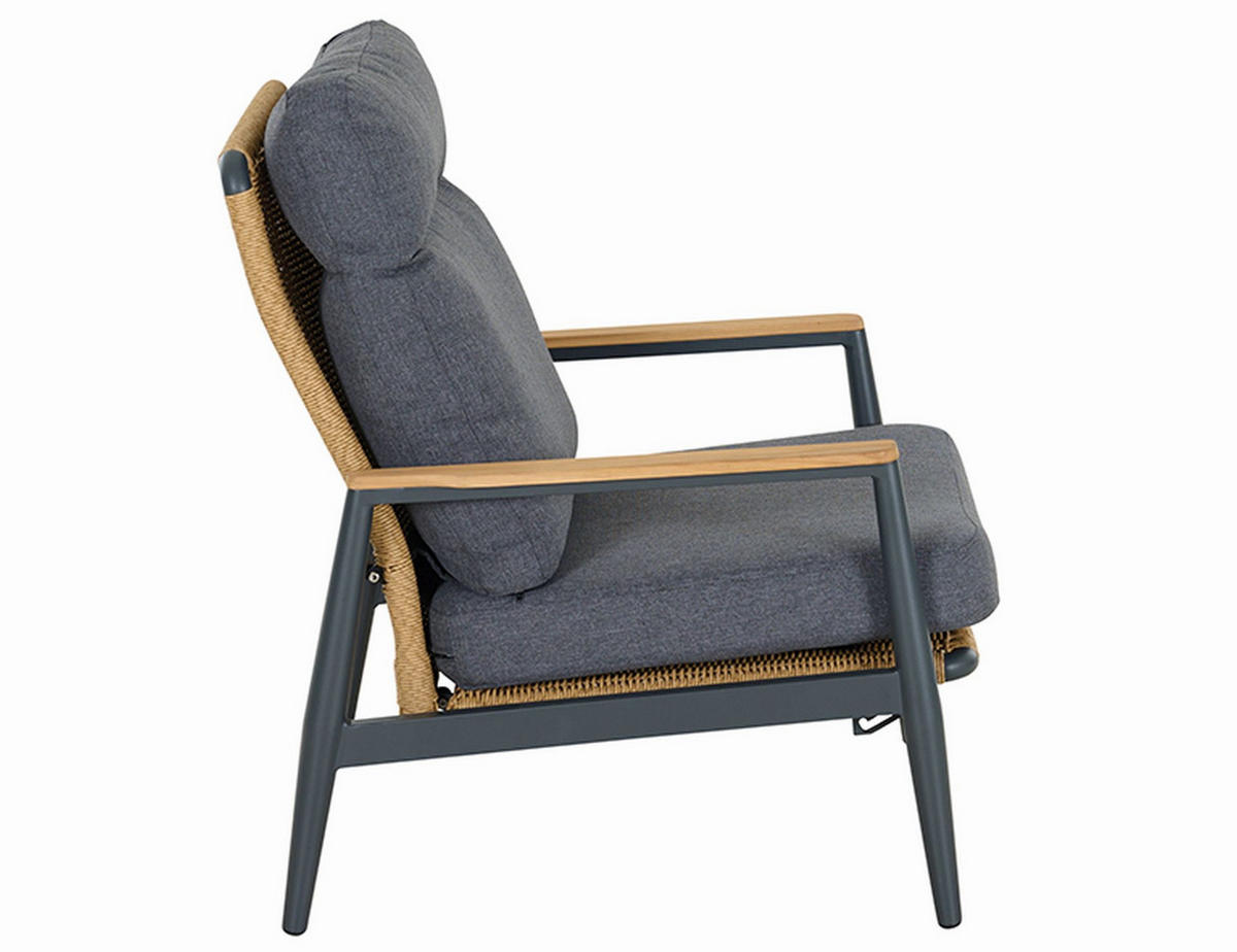 LOUNGEGARNITUR Teakholz Aluminium  - Anthrazit/Grau, Basics, Holz/Metall - Siena Garden