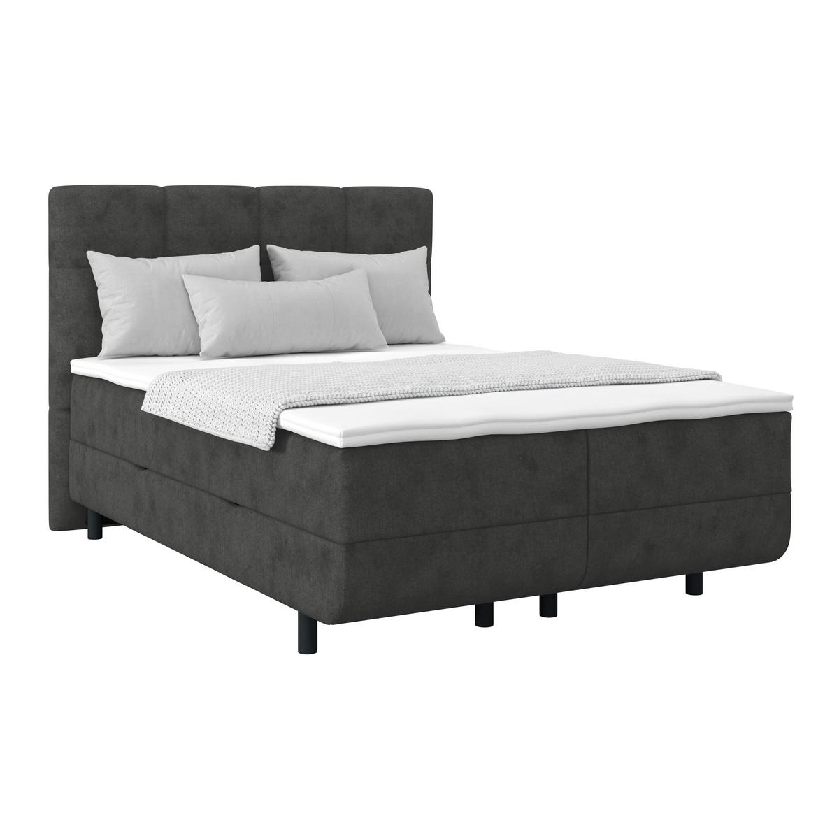 POLSTERBETT Bettkasten, Topper 140/200 cm  in Dunkelgrau  - Dunkelgrau/Schwarz, MODERN, Kunststoff/Textil (140/200cm) - MID.YOU