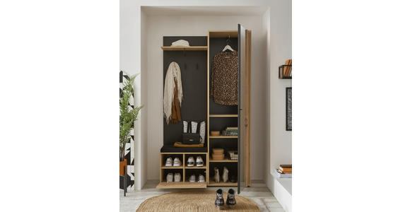 GARDEROBE  in 114/197/40 cm  - Schwarz/Eiche Artisan, Design, Glas/Holzwerkstoff (114/197/40cm) - Carryhome