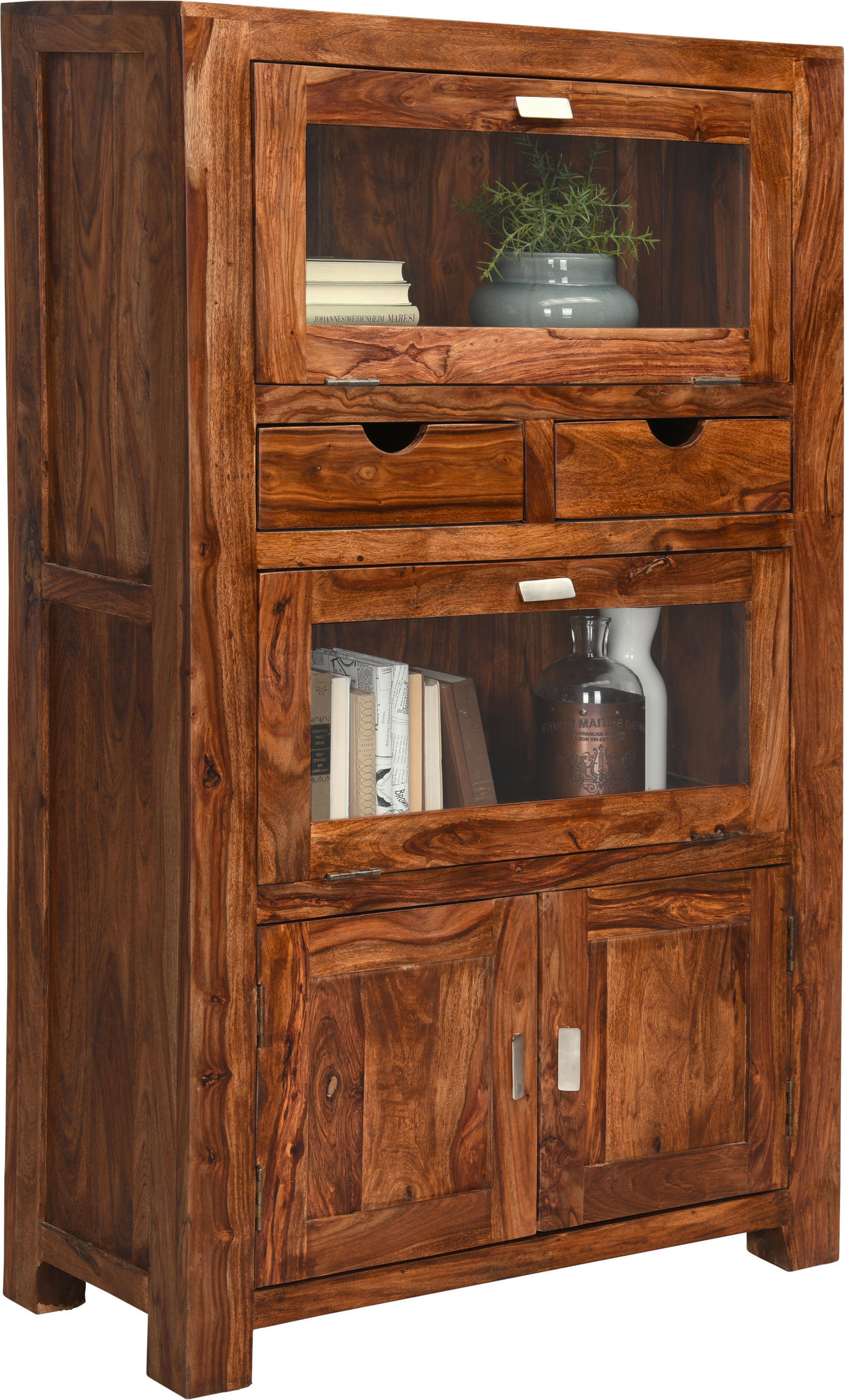 VITRÍNA, indický palisander, farba indického palisandra,  - strieborná/farba indického palisandra, Lifestyle, kov/drevo (90/150cm) - Landscape