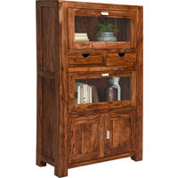 VITRÍNA, barvy sheesham,  - barvy stříbra/barvy sheesham, Lifestyle, kov/dřevo (90/150cm) - Landscape