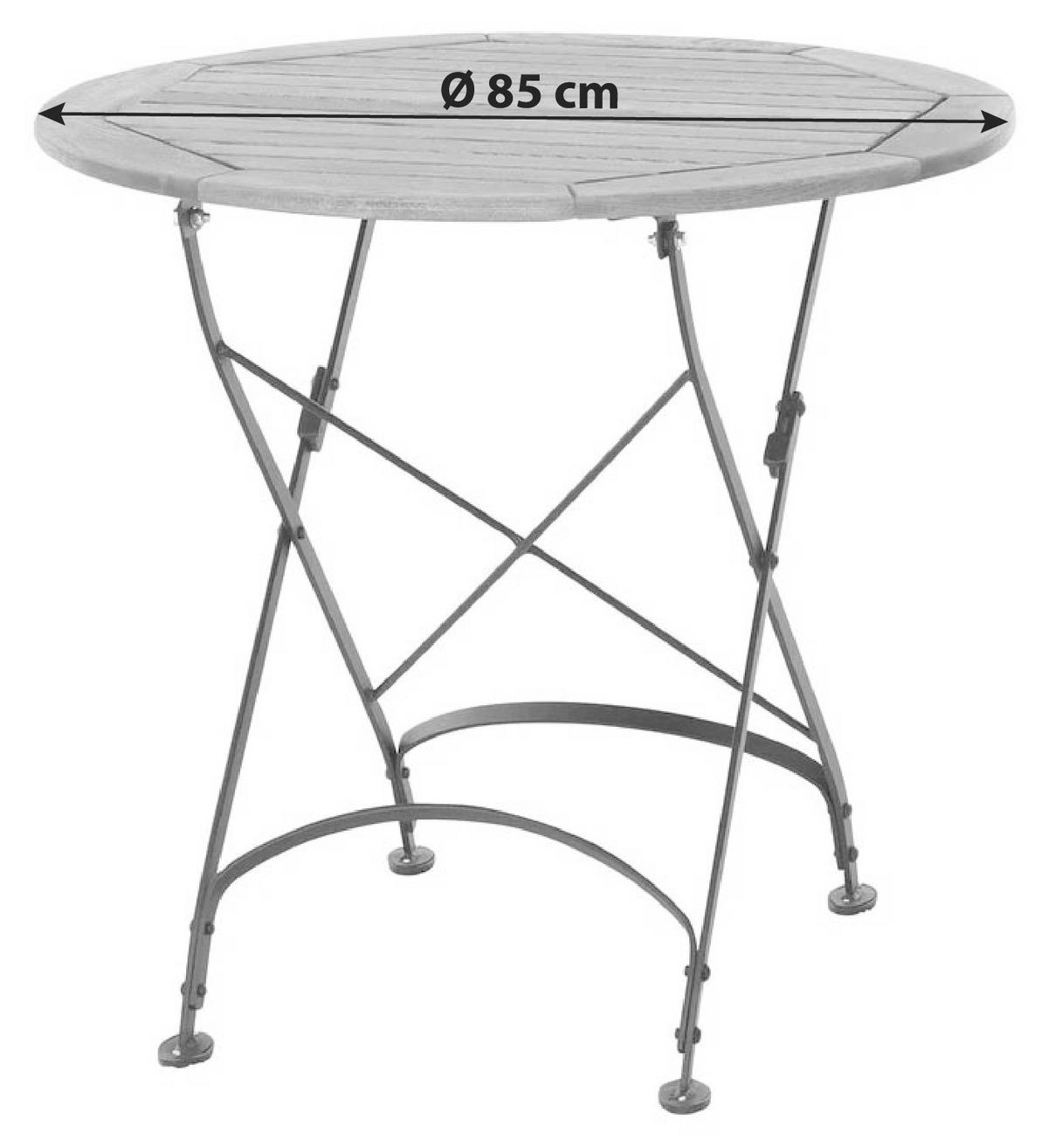 GARTENKLAPPTISCH 85/85/78 cm  - Robinienfarben/Schwarz, KONVENTIONELL, Holz/Metall (85/85/78cm) - Siena Garden
