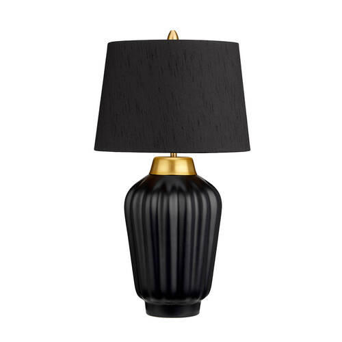 BORDSLAMPA Elstead Bexley 30/56.2 cm   - mässingsfärgad/svart, Klassisk, metall/textil (30/56.2cm) - Elstead Lighting