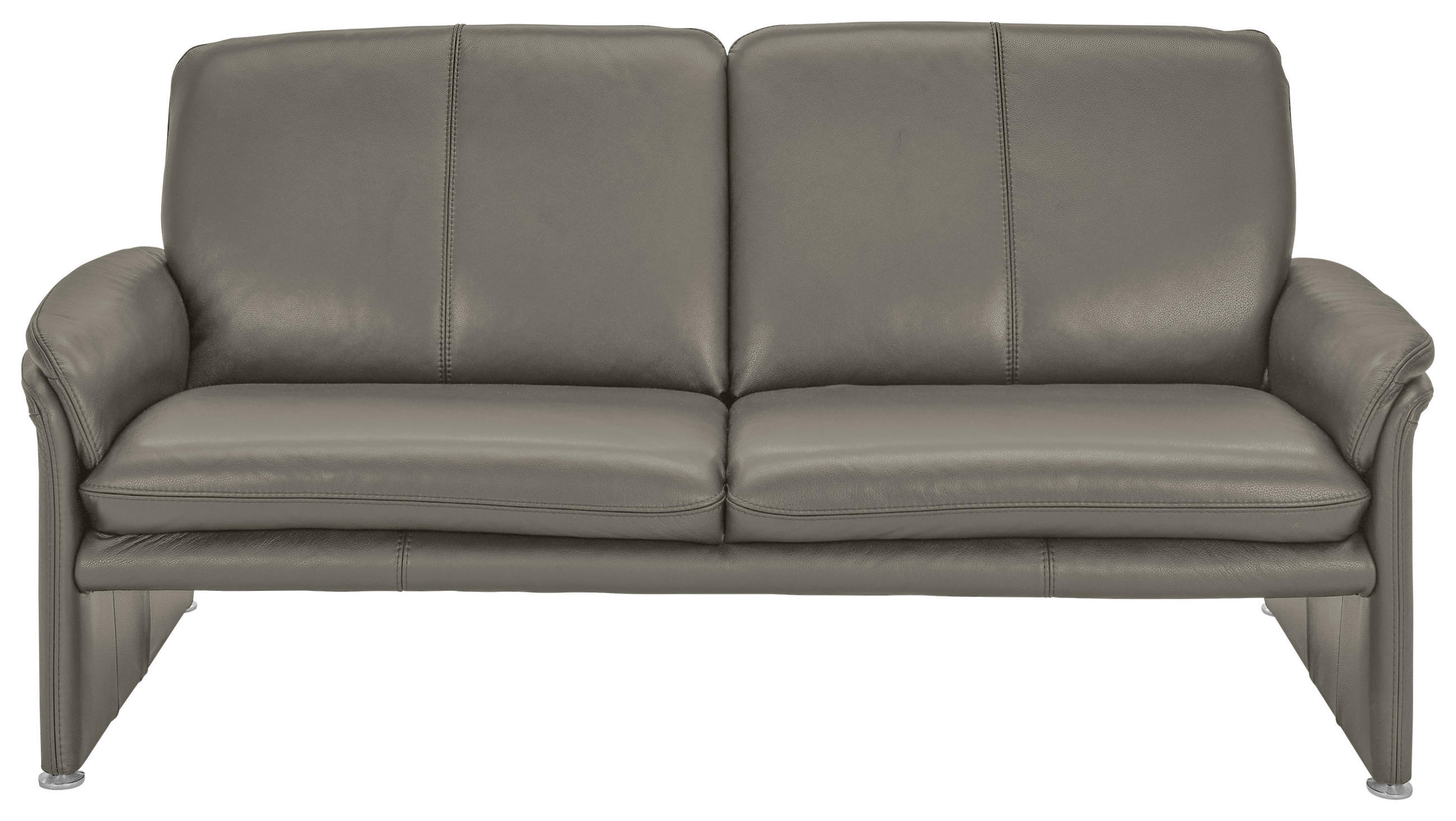 2-SITZER-SOFA Grau Echtleder  - Chromfarben/Grau, KONVENTIONELL, Leder/Metall (158/90/86cm) - Celina Home