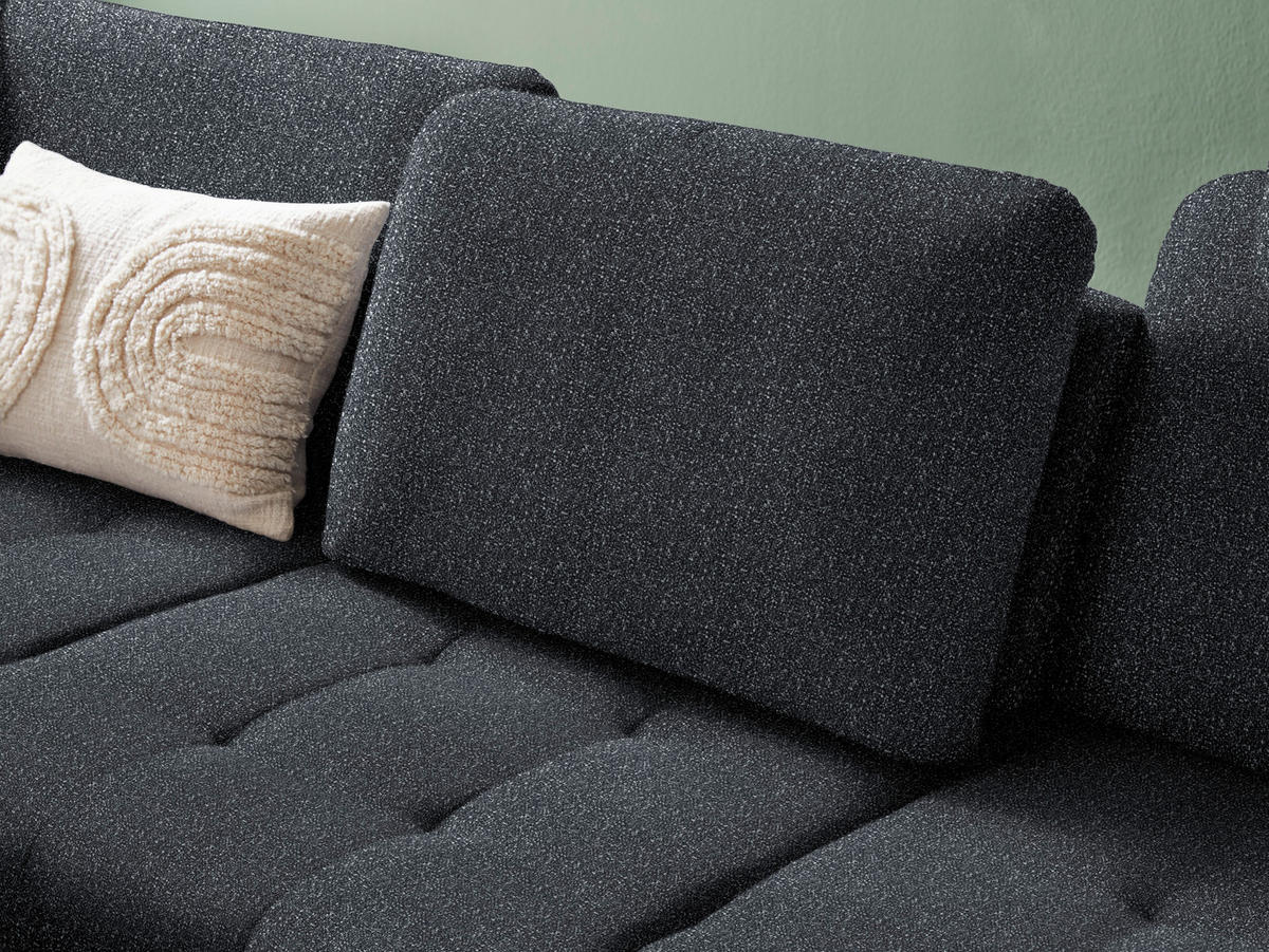 ECKSOFA in Bouclé Schwarz  - Schwarz, Natur, Textil/Metall (233/288cm) - Valnatura