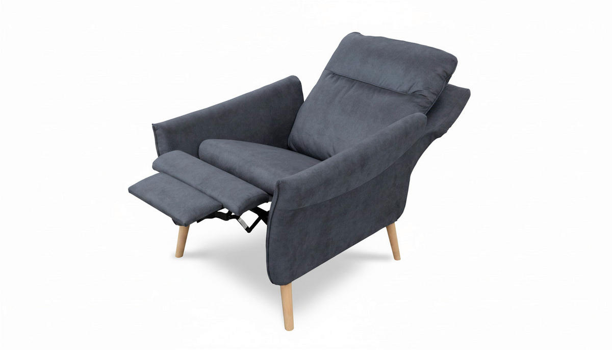 RELAXSESSEL in Textil Blau  - Blau/Buchefarben, Design, Holz/Textil (88/110/92cm) - Livetastic