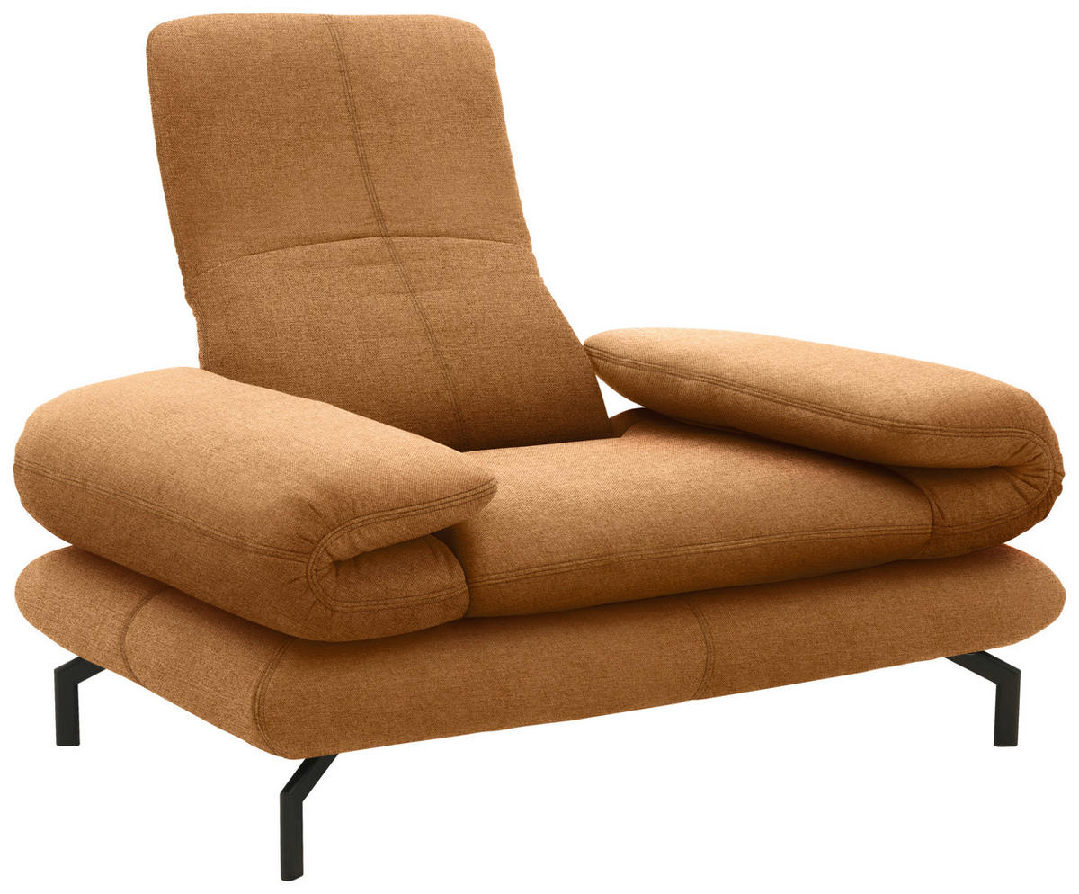 SESSEL mit Funktion in Webstoff Messingfarben  - Messingfarben/Schwarz, Design, Textil/Metall (139 (197)/83 (110)/98cm) - LOOKS by W.Joop