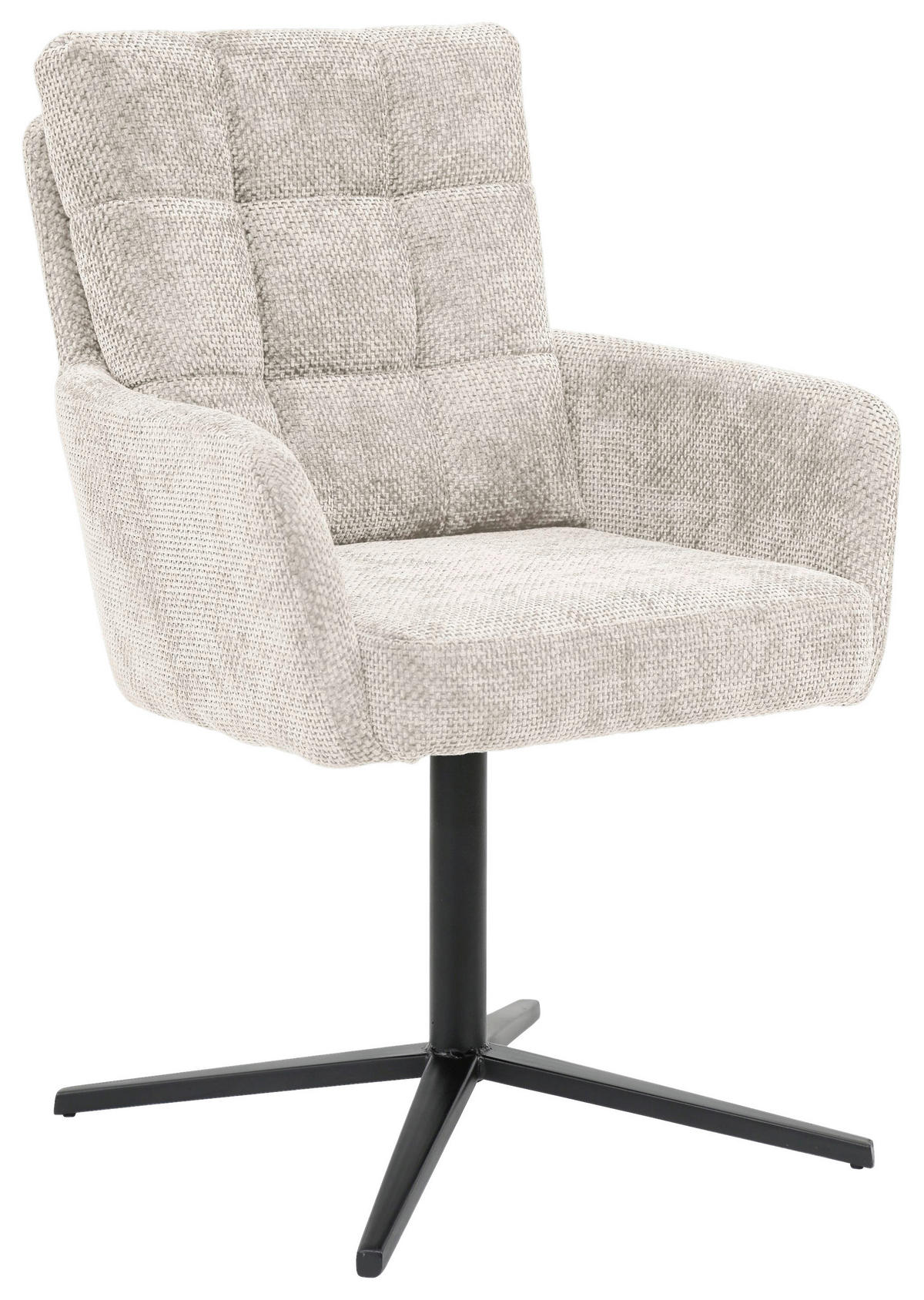 Scaun Cu Brațe din metal, textil, negru, bej,  - bej/negru, Design, metal/textil (61/91,5/66cm) - Stylife