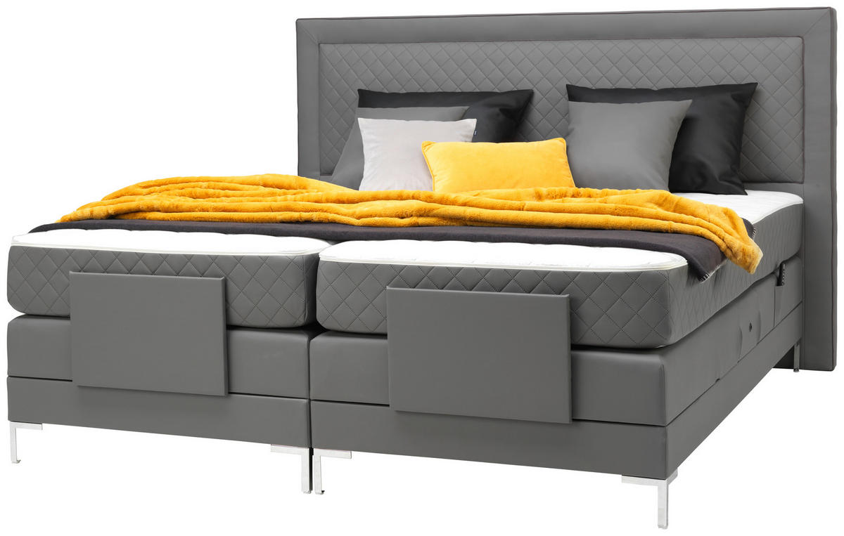 BOXSPRINGOVÁ POSTEĽ, 180/200 cm, sivá - sivá/hliníková, Design, kov/textil (180/200cm) - Welnova
