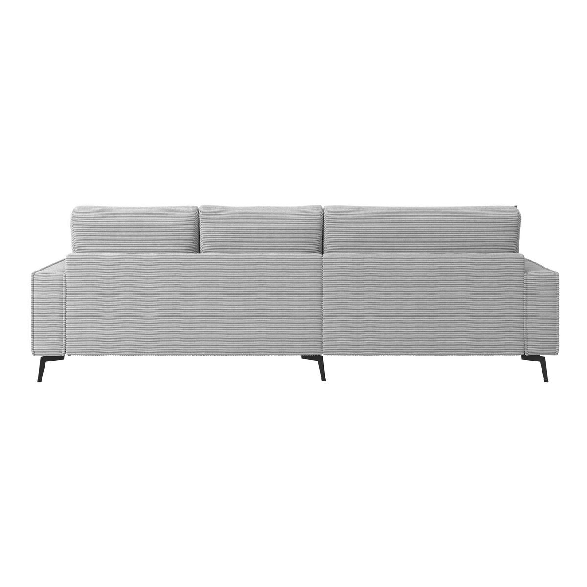 ECKSOFA ZERO Hellgrau Cord Zierkissen, Rückenkissen  - Hellgrau/Schwarz, Trend, Textil/Metall (173/286cm) - Livetastic