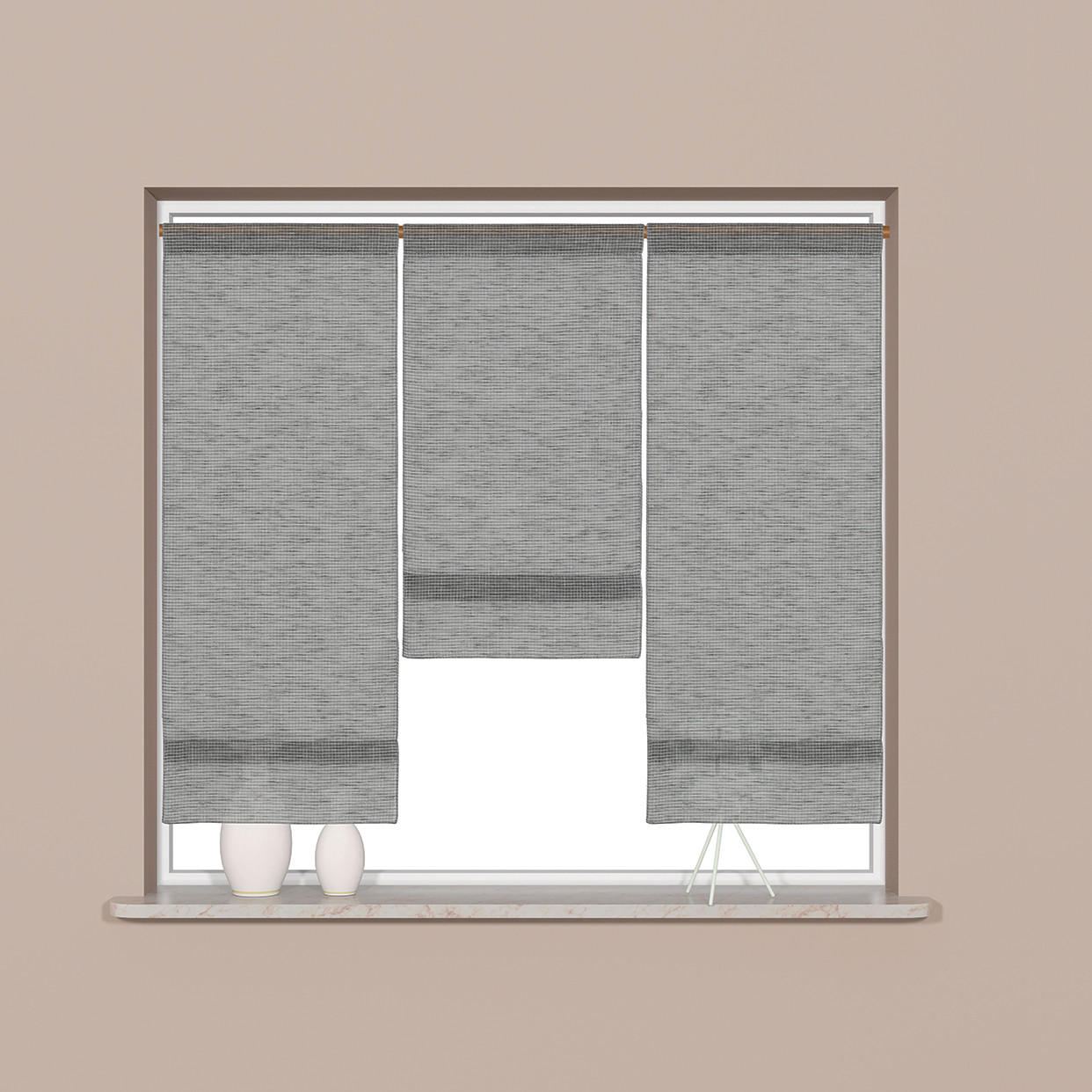 KURZGARDINE 3ER SET   90/80 cm   - Grau, Basics, Textil (90/80cm)