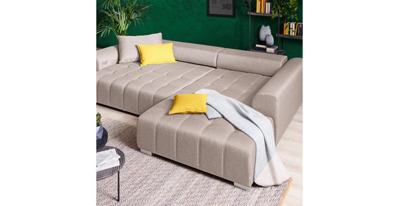 ECKSOFA in Webstoff Beige  - Beige/Silberfarben, MODERN, Kunststoff/Textil (304/218cm) - Carryhome