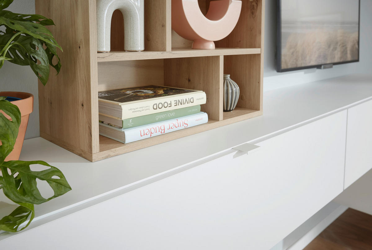 TV-ELEMENT Holzwerkstoff Weiß  - Schwarz/Weiß, Design, Holzwerkstoff/Kunststoff (120/31/40cm) - Ti'me