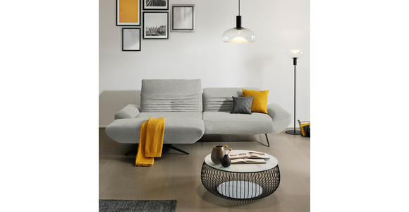 ECKSOFA  in Teddystoff Hellgrau  170-195/280 cm  - Hellgrau/Schwarz, Design, Textil/Metall (170-195/280cm) - Dieter Knoll