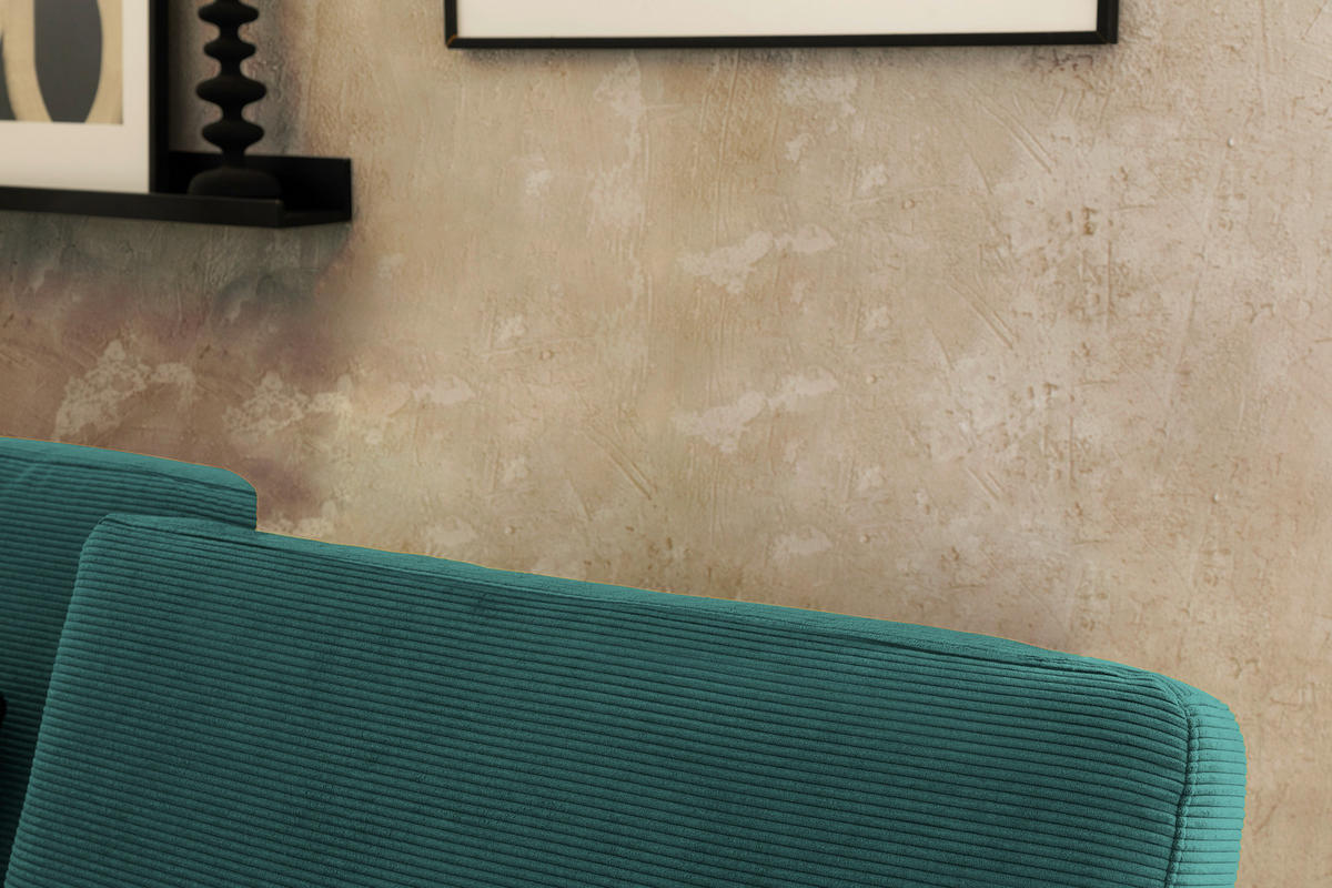 ECKSOFA in Cord Dunkelgrün  - Dunkelgrün/Schwarz, Design, Textil/Metall (185-209/298cm) - Pure Home Lifestyle