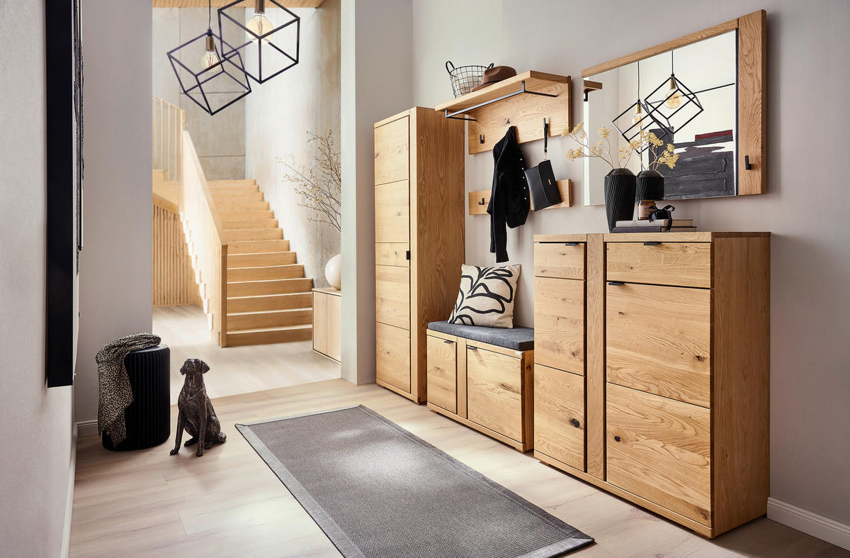 GARDEROBE 6-teilig  in 271/196/38 cm  - Wildeiche, Natur, Glas/Holz (271/196/38cm) - Linea Natura