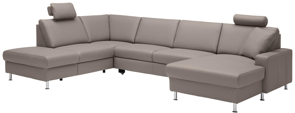 SOFFA i äkta läder ljusgrå  - aluminiumfärg/ljusgrå, Design, metall/läder (233/339/165cm) - Beldomo Premium