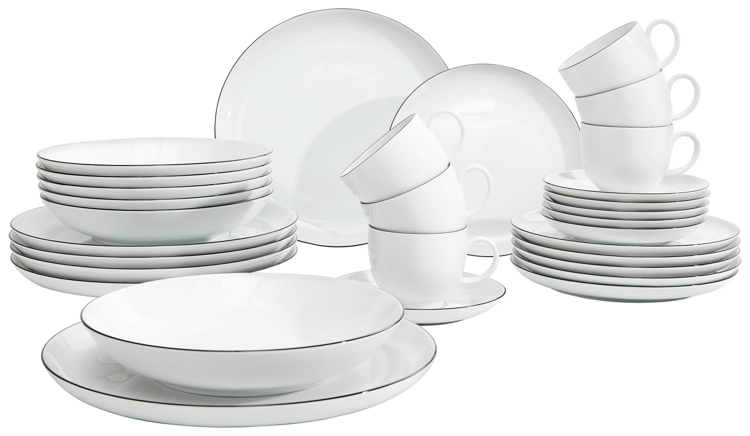 KOMBINIRANI SERVIS Lido Black Line porcelan - črna/bela, Basics, keramika - Seltmann Weiden