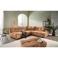 ECKSOFA ITALIA Koralle Chenille Hocker  - Koralle/Schwarz, MODERN, Kunststoff/Textil (284/250cm) - Livetastic