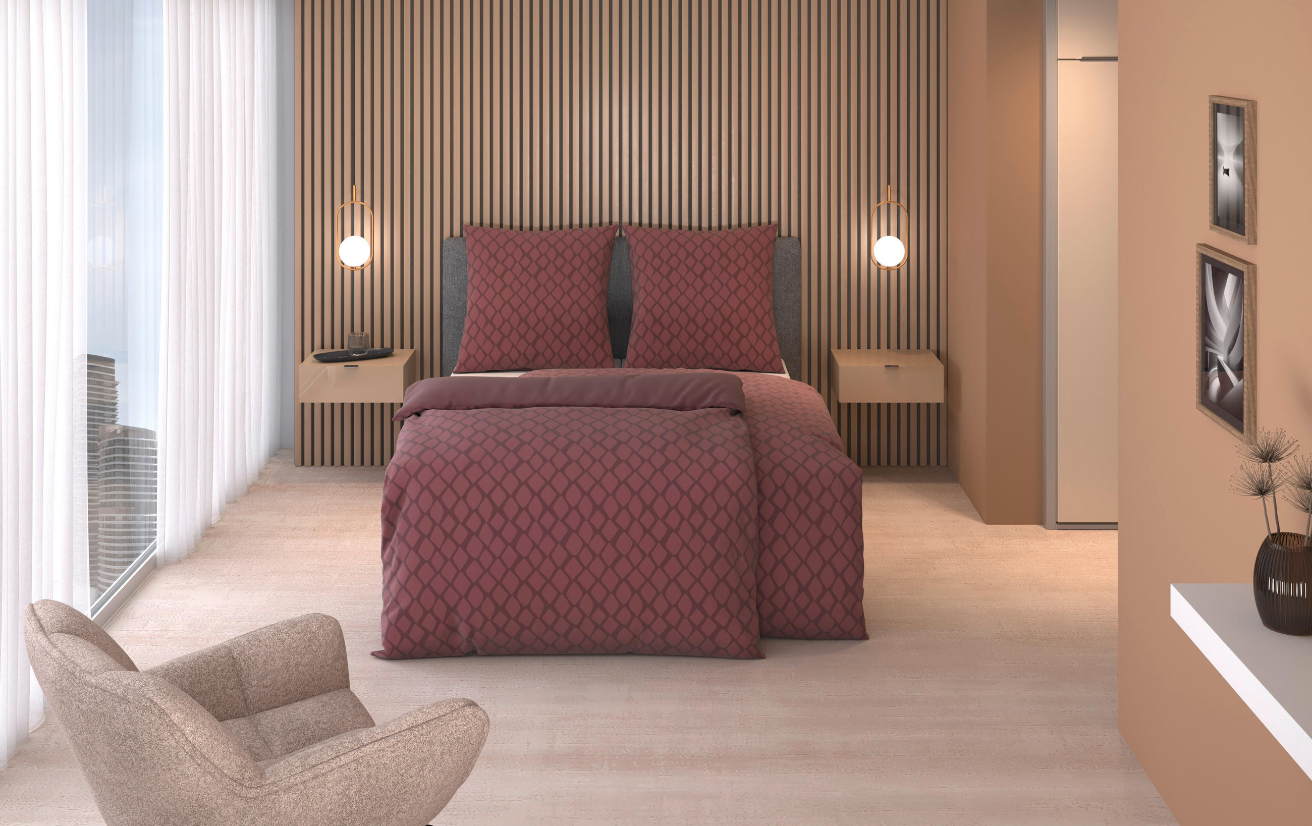 WENDEBETTWÄSCHE SNAKO Satin 155/220 cm  - Kirschrot, Design, Textil (155/220cm) - Dieter Knoll