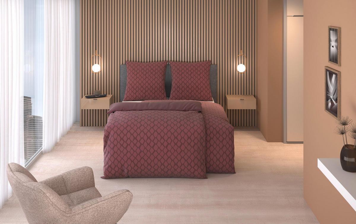 WENDEBETTWÄSCHE SNAKO Flanell 155/220 cm  - Kirschrot, Design, Textil (155/220cm) - Dieter Knoll