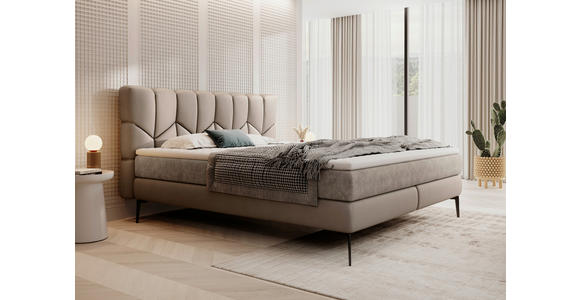 BOXSPRINGBETT 180/200 cm  in Taupe  - Taupe/Schwarz, Design, Leder/Textil (180/200cm) - Esposa