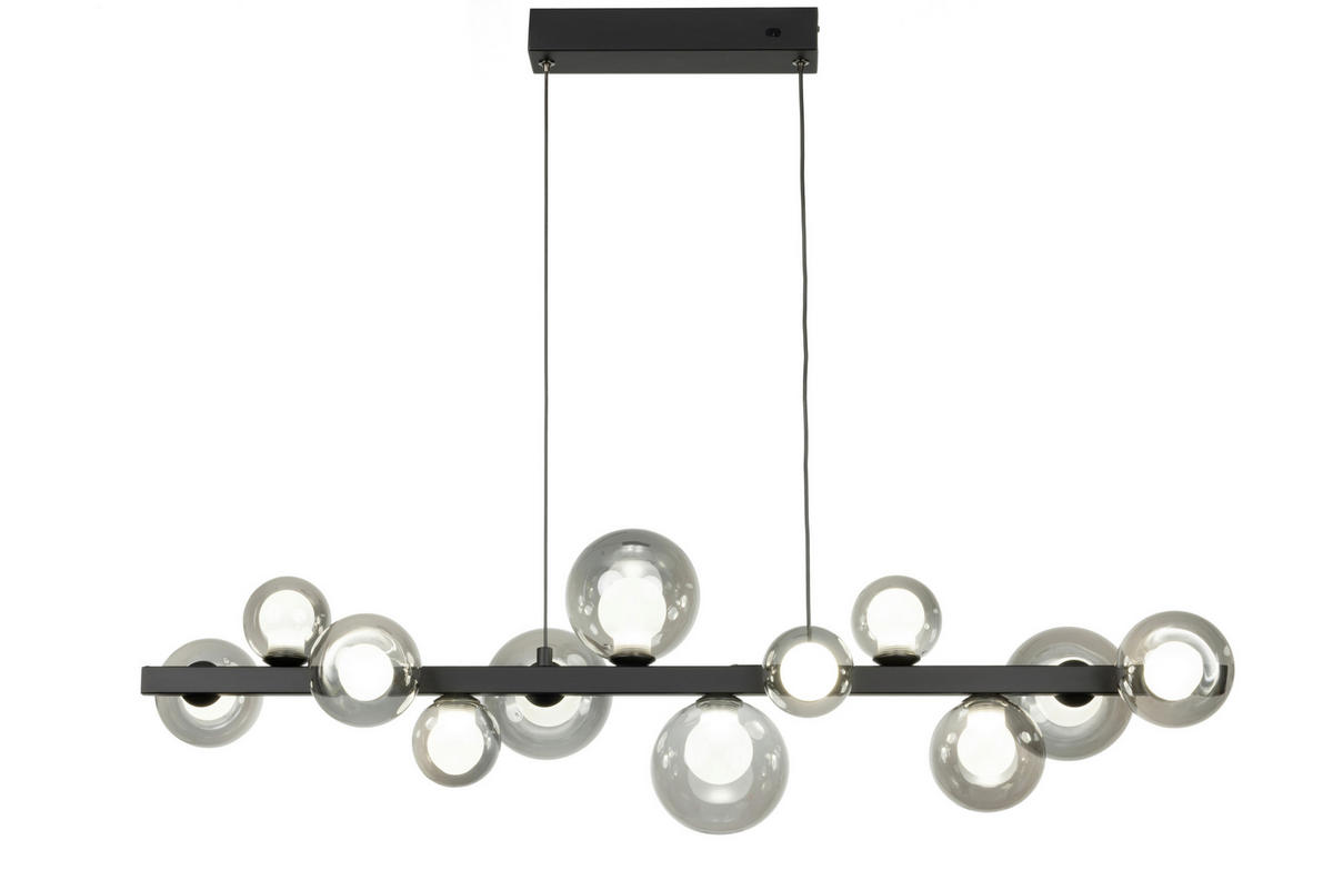 Lampă Suspendată Cu Led 95/27/150 cm  - negru maroniu, Design, sticlă/metal (95/27/150cm) - Dieter Knoll