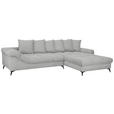 ECKSOFA Hellgrau Cord Rückenkissen, Armlehnenkissen, Rücken echt  - Hellgrau/Schwarz, KONVENTIONELL, Textil/Metall (332/231cm) - Carryhome