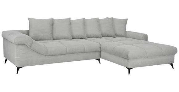 ECKSOFA Hellgrau Cord Rückenkissen, Armlehnenkissen, Rücken echt  - Hellgrau/Schwarz, KONVENTIONELL, Textil/Metall (332/231cm) - Carryhome