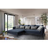 ECKSOFA in Flachgewebe Dunkelblau  187/321 cm  - Dunkelgrau/Schwarz, Design, Textil/Metall (187/321cm) - Livetastic