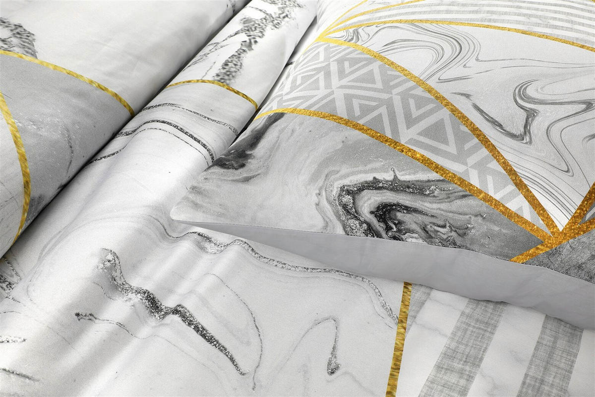 BETTWÄSCHE 2-teilig 140/200 cm  - Goldfarben/Grau, Basics, Textil (140/200cm) - Kayoom