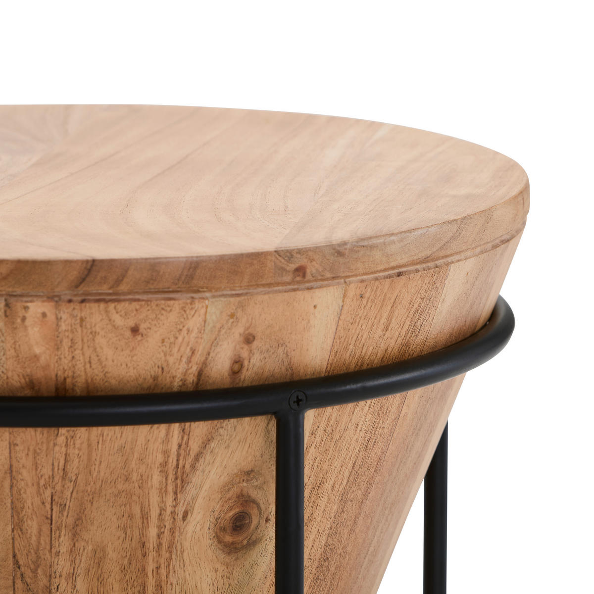 BEISTELLTISCH 41/41/66 cm Akazie vollmassiv Schwarz, Akaziefarben rund  - Schwarz/Akaziefarben, LIFESTYLE, Holz/Metall (41/41/66cm) - Landscape