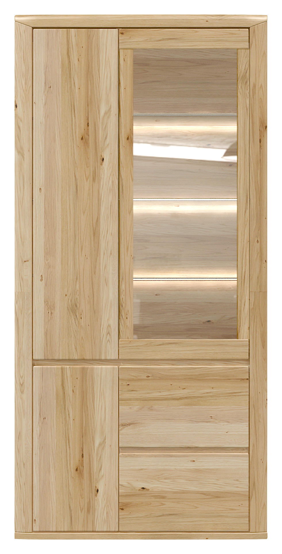 Vitrine in furniert, massiv Eiche Eichefarben
