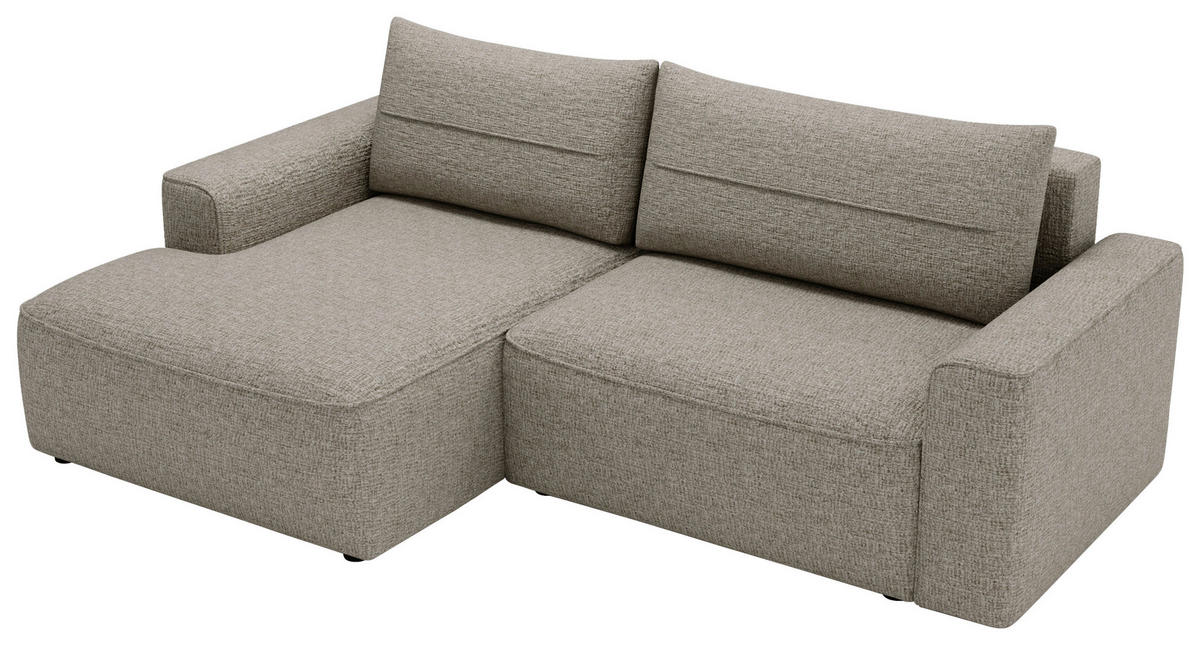 ECKSOFA in Chenille Taupe  - Taupe/Schwarz, Design, Kunststoff/Textil (144/233cm) - Livetastic